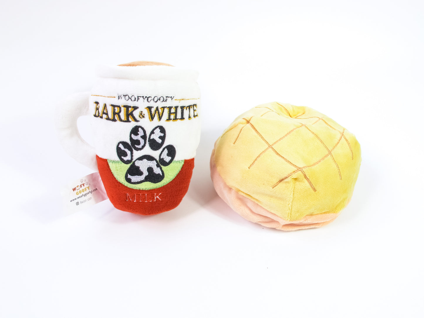Bark & White Squeaky Mug Plush