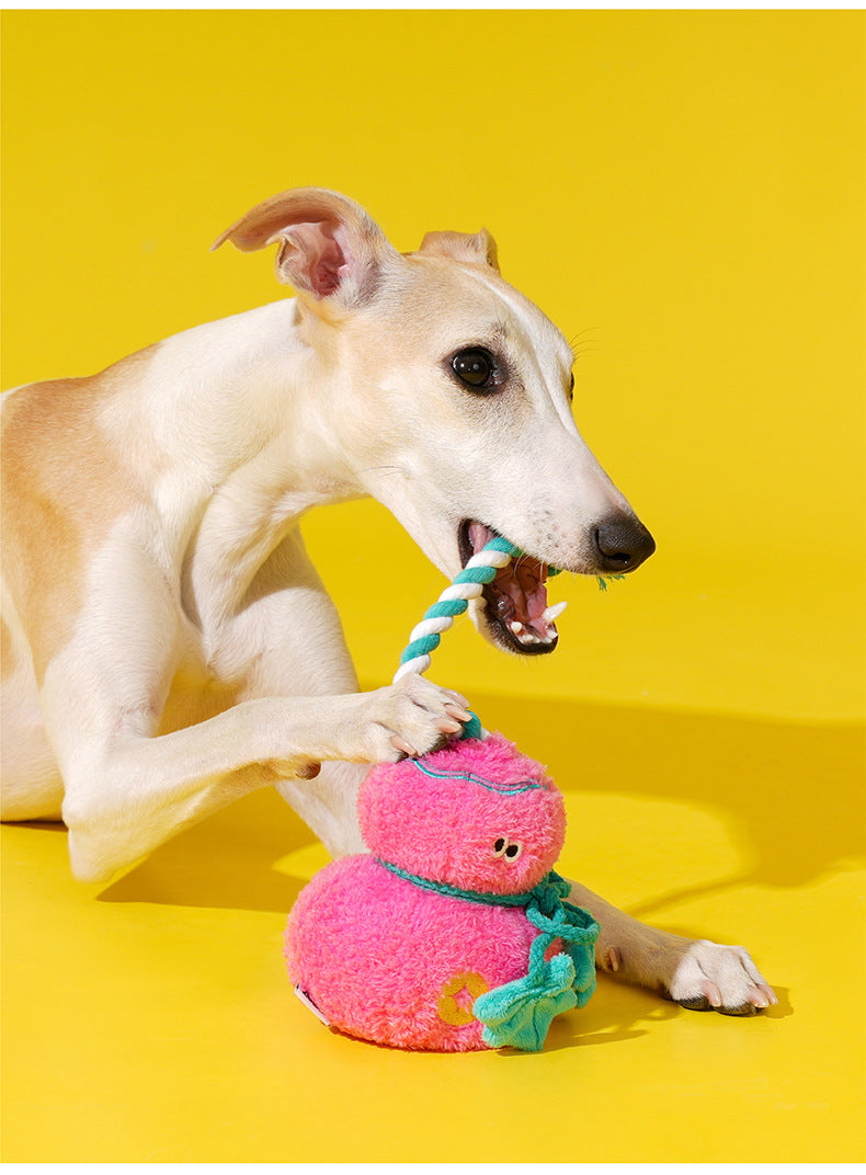 Zeze Pink Gourd Squeaky Tug Plush