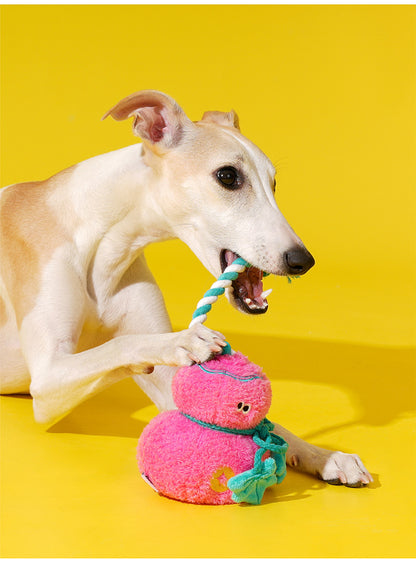 Zeze Pink Gourd Squeaky Tug Plush