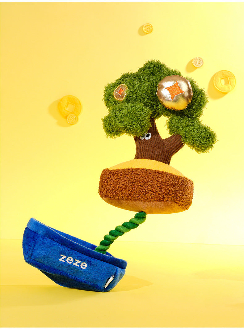 Zeze Gold Coin Bonsai Squeaky Tug Plush