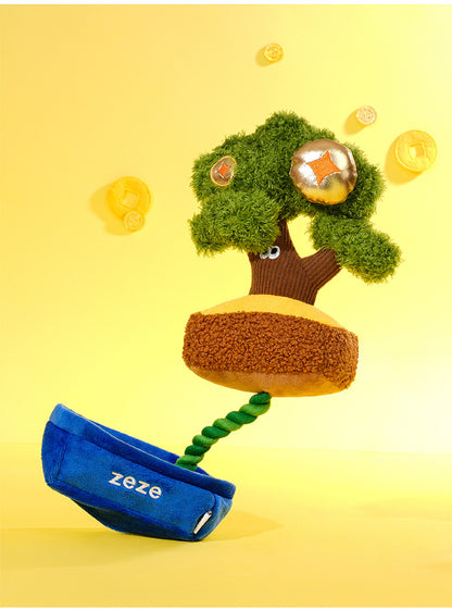 Zeze Gold Coin Bonsai Squeaky Tug Plush