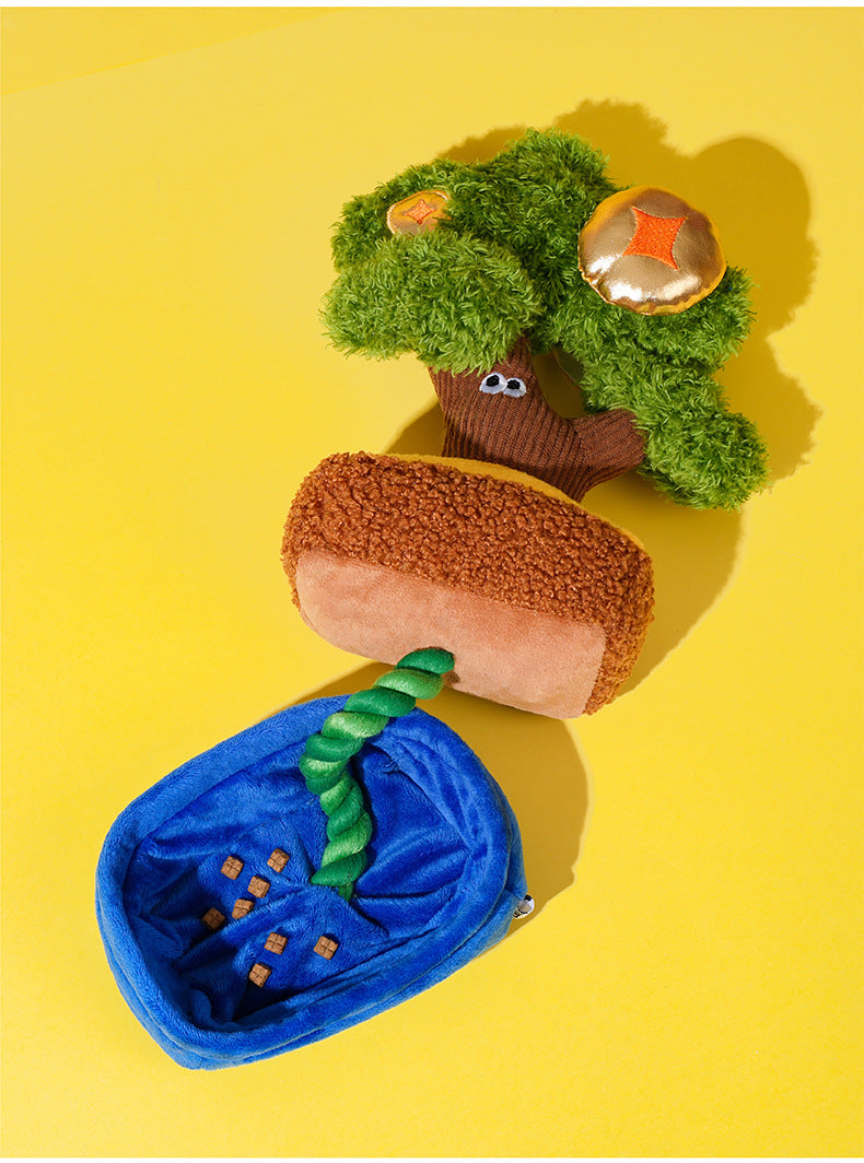 Zeze Gold Coin Bonsai Squeaky Tug Plush