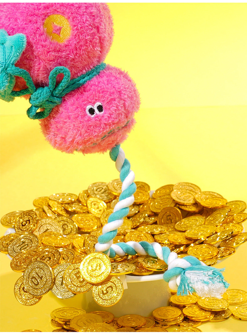 Zeze Pink Gourd Squeaky Tug Plush