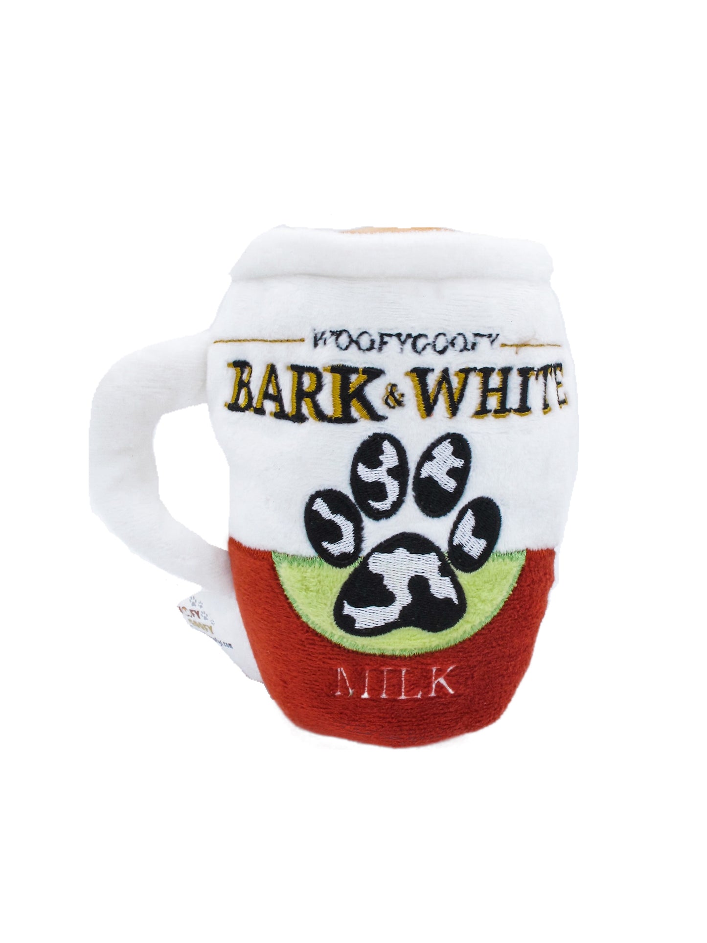 Bark & White Squeaky Mug Plush